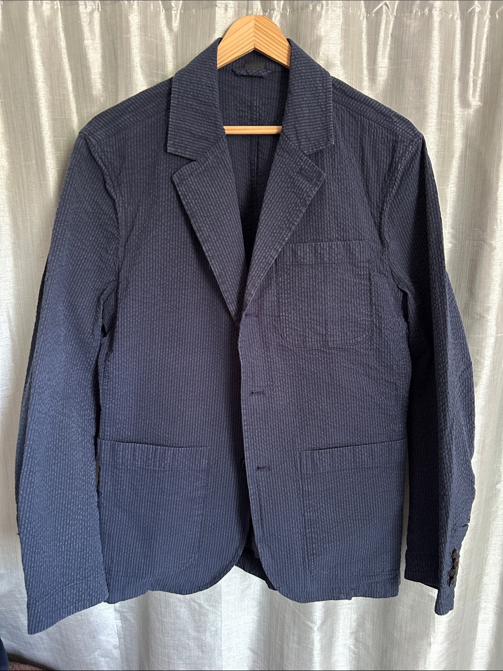 Men's Navy Seersucker Blazer